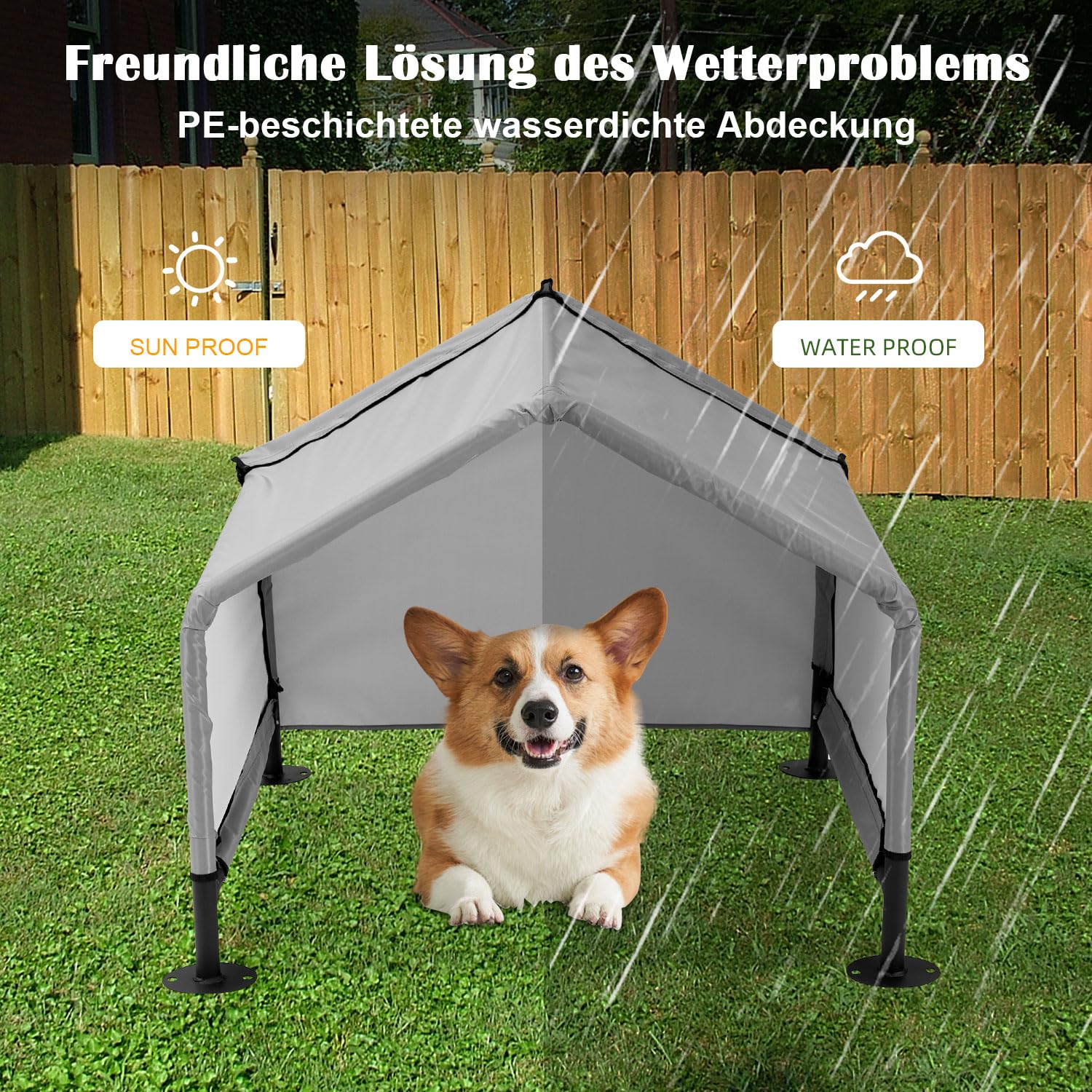 A.FATI Niche d'extérieur pour chiens de petite à moyenne taille, 75 x 65 x 65 cm, imperméable, avec paroi arrière, protection solaire, avec toit, pour petits animaux, poules, chats, chiots, couleur