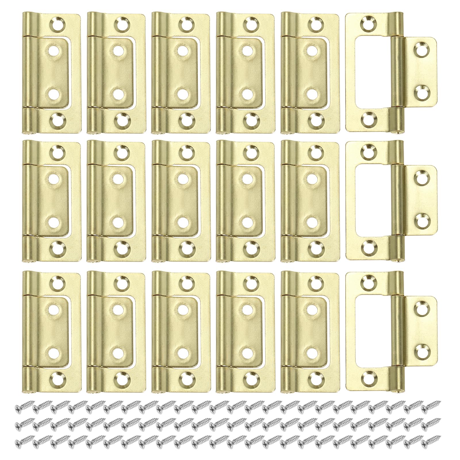 sourcing map 18Pcs Non Mortise Door Hinges, 51 x 25mm Iron Bifold Butt Cabinet Hinges Smooth Sliding Bearing Hinge with Mounting Screws for Doors, Windows, Cabinets, Box, Furniture, Gold