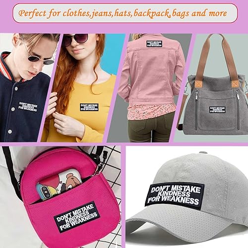 Miniatura 5 de Parches de letras negras para planchar, con texto en inglés Don't Mistake Kindness for Weakness (Don't Mistake Kindness for Weakness)