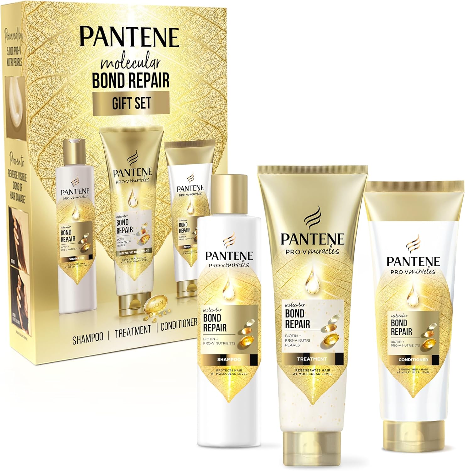 Pantene Molecular Bond Repair Gift Set: Shampoo, Conditioner, Treatment Pantene Molecular Bond Repair Gift Set: Shampoo, Conditioner, Treatment