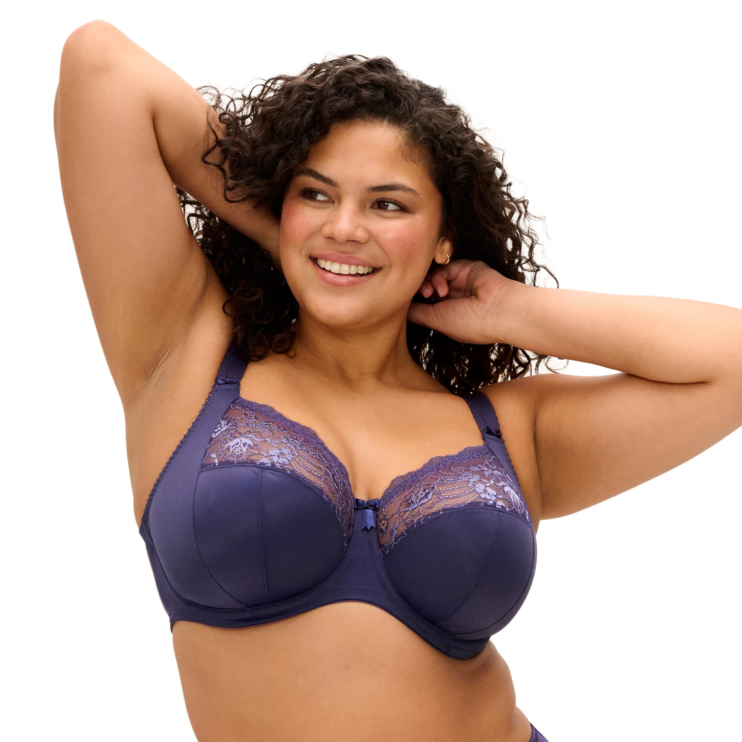 Elomi Women's Morgan Stretch Lace Underwire Banded Bra, Midnight, 42GG US