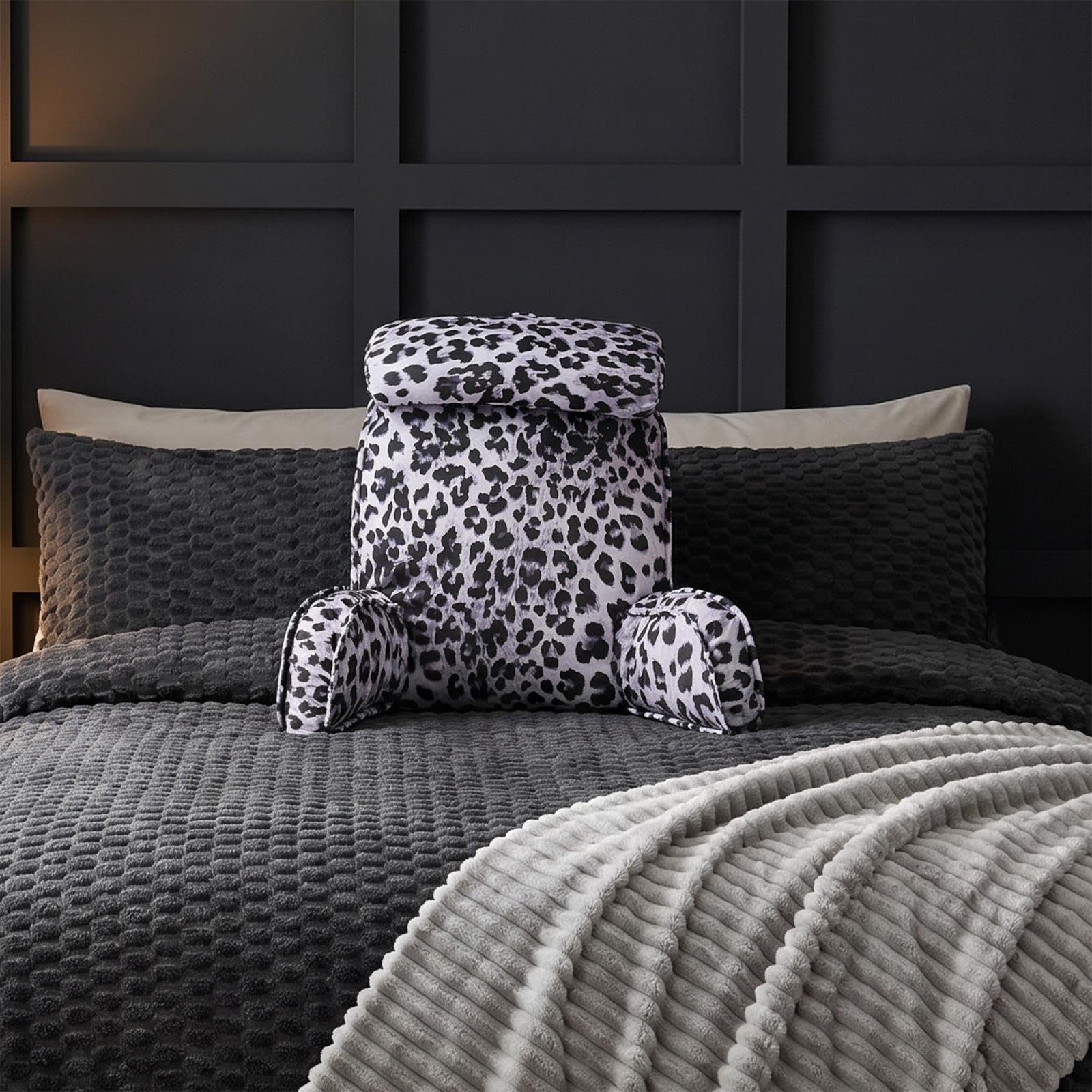 OHS Leopard Print Cuddle Cushion with Head Rest Back Pillow with Arms, Mono