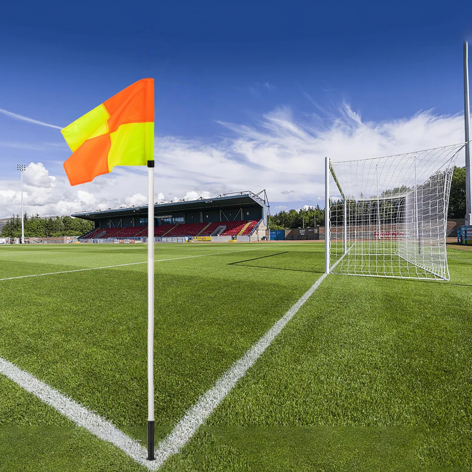 Banderas de esquina con resorte de 5 pies para campo de fútbol con bolsa de almacenamiento, equipo de entrenamiento universal de velocidad y agilidad, postes de agilidad de fútbol, color blanco