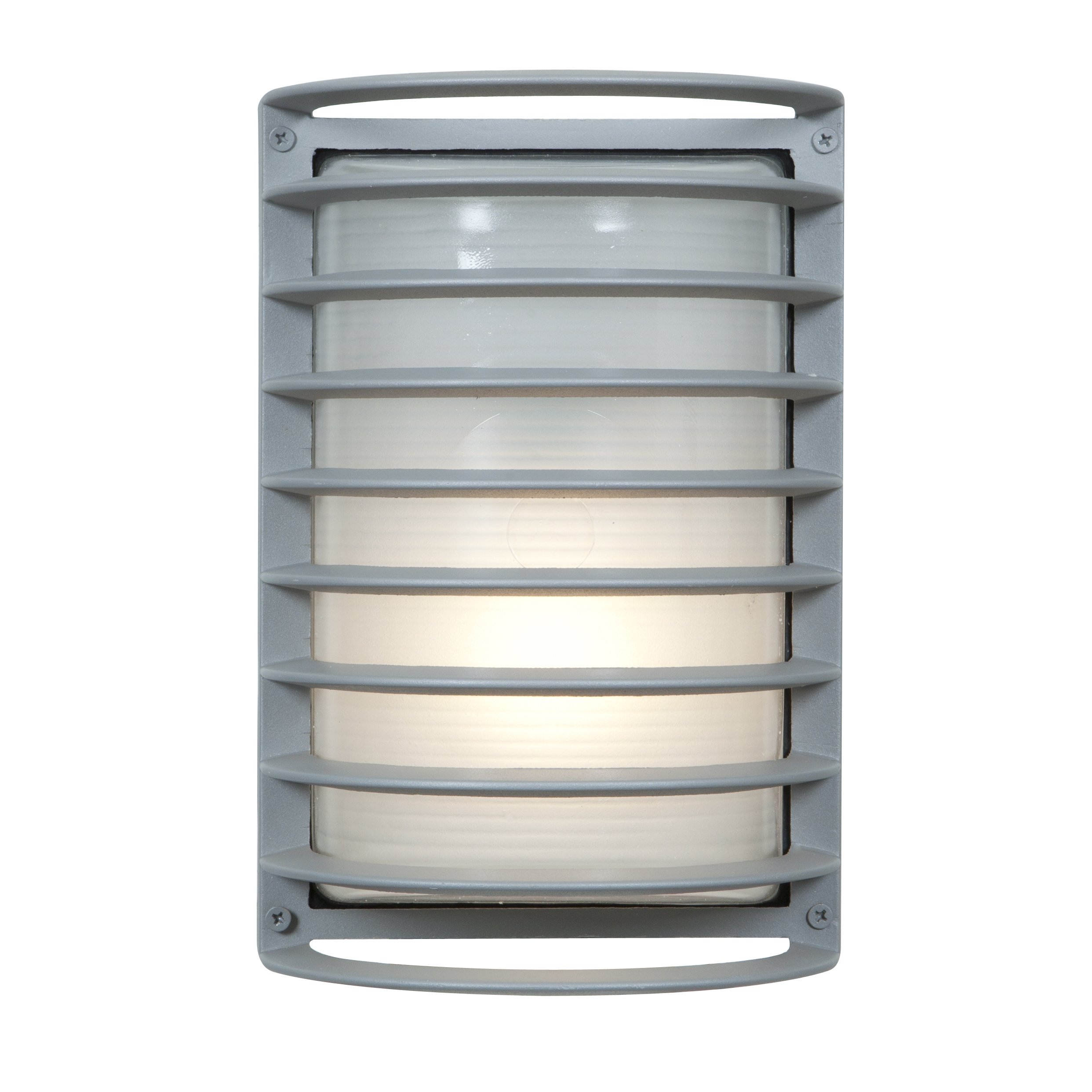 Bermuda - Outdoor Rubbed Bulkhead Wall Light - 11"H - Satin Finish - Ribbed Frosted Glass Shade