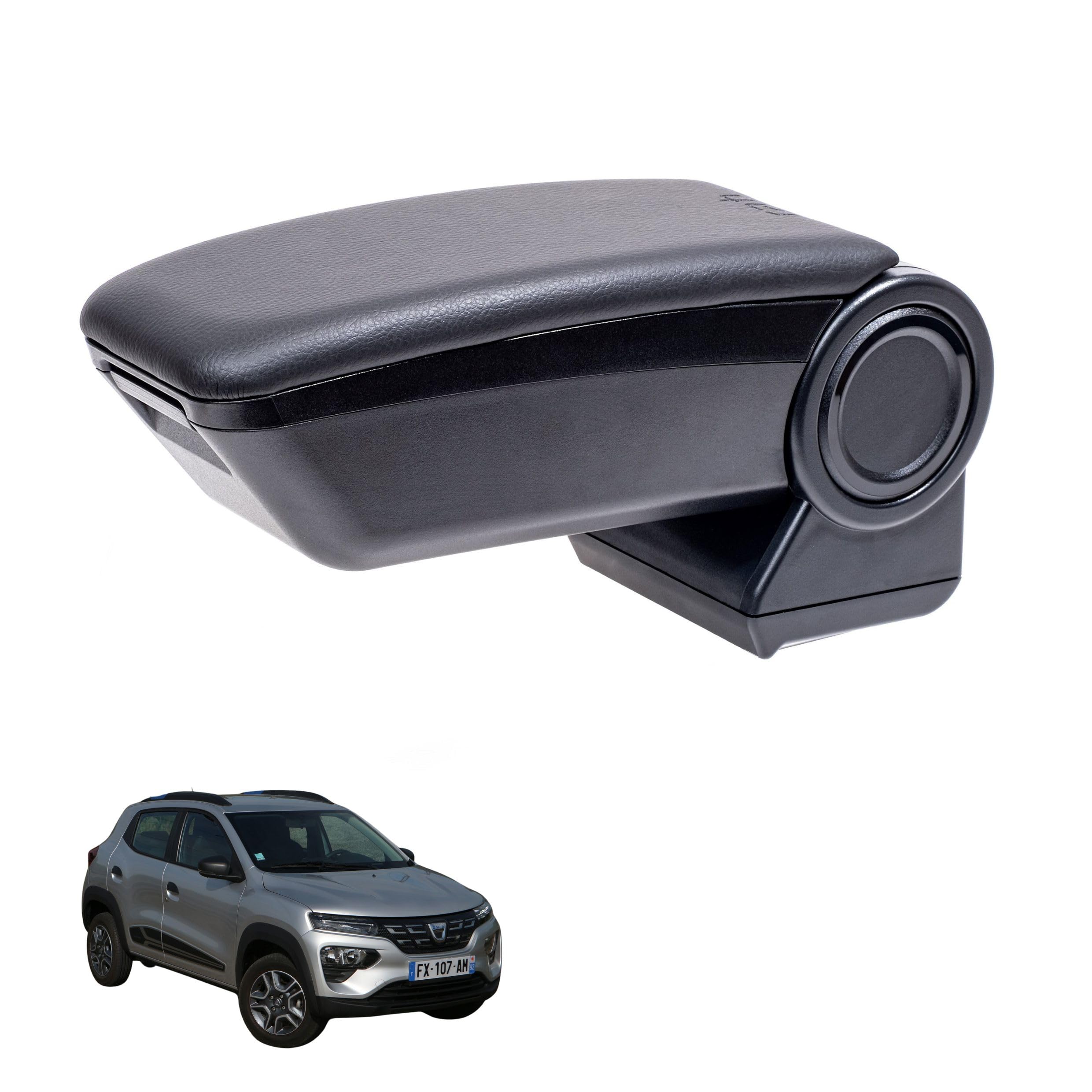 Rati Armster 3 Armlehne kompatibel für DACIA SPRING 2021-2024 [schwarz,vegan Leder] nachrüstbare Mittelarmlehne mit Staufach