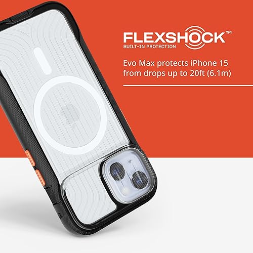 Miniatura 5 de Tech21 Evo Max - Funda para iPhone 15, compatible con MagSafe, funda de protección contra impactos, cordones incluidos, color negro activo