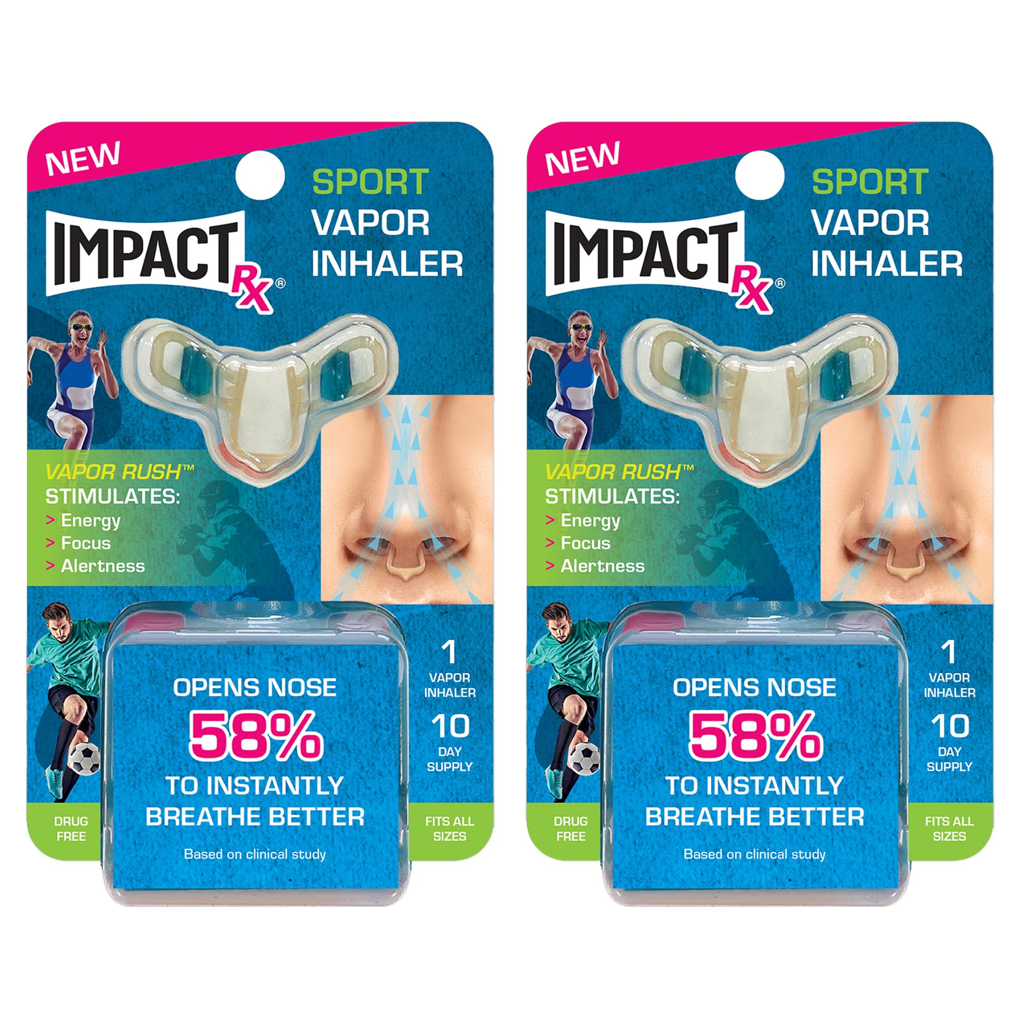 ImpactRx Sport Breathing Aid Vapor Inhaler, Natural Energy and Focus Boost, Two-Pack, for Improved Breathing and Performance