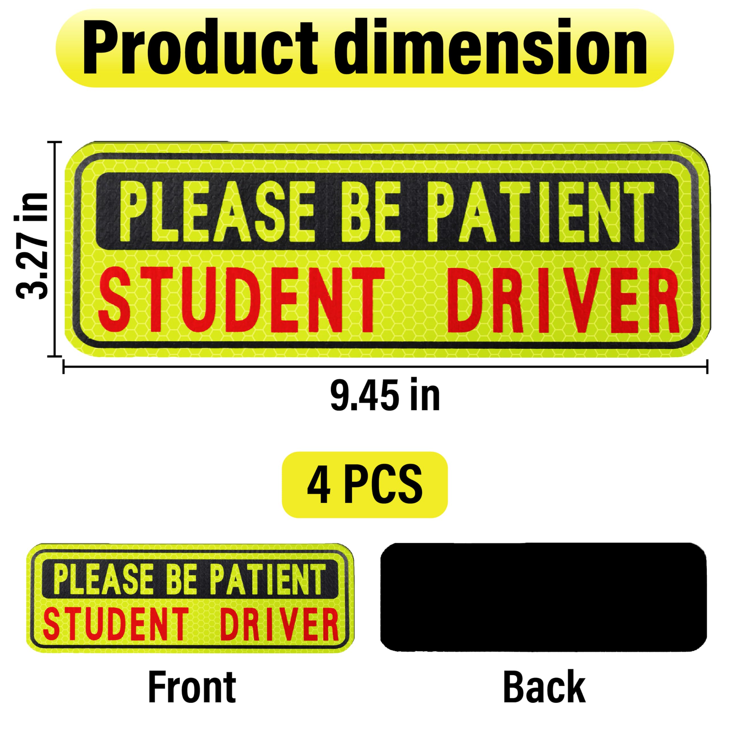 4 PCS Student Driver Magnet for Car New Driver Magnet for Car Please Be Patient Funny Magnetic Student — view 2
