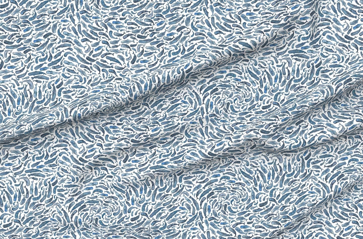 Spoonflower Fabric - Whales Blue Whale Nautical Ocean Animal Sea Printed on Polartec(R) Fleece Fabric by The Yard - Sewing Blankets Loungewear and No-Sew Projects