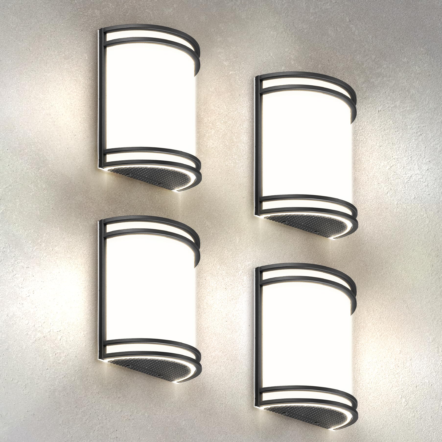 ASD Indoor LED Wall Sconce Lights - 10 Inch 15W Black Modern LED Wall Sconces Hardwired - ETL Dimmable 3000K 4000K 5000K Adjustable Sconce Light Fixture for Bedroom, Hallway, 4 Pack