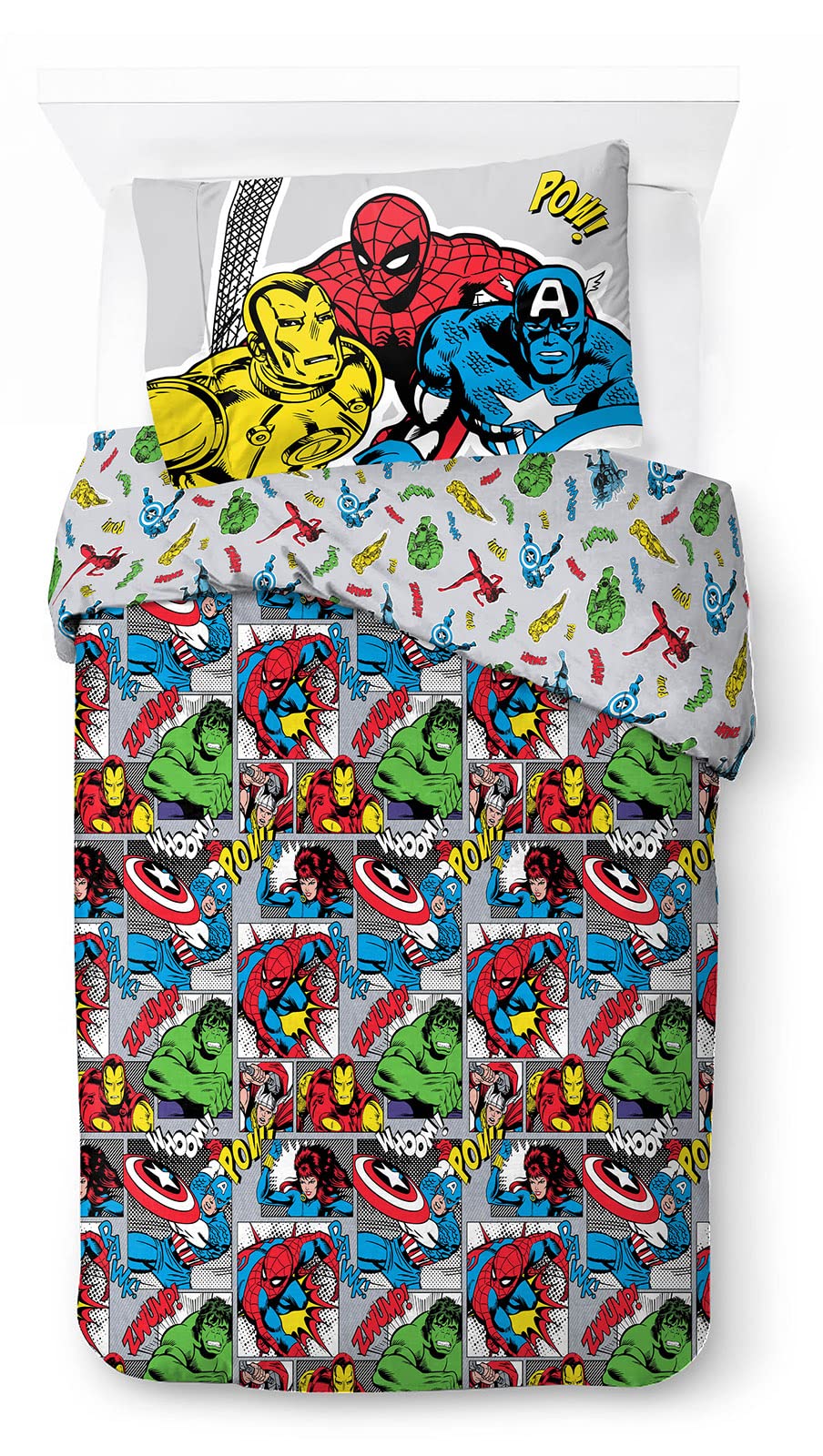 Jay Franco Marvel Comics Avengers Whoom 100% Cotton Single Duvet Cover Set - Includes Pillowcase — image 1