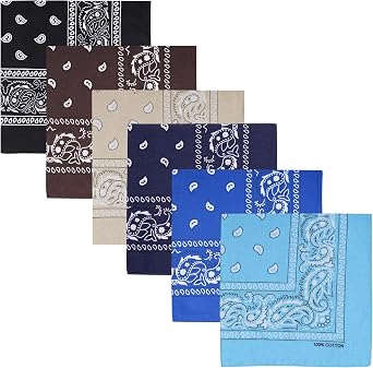 Raylarnia 100% Cotton Large Bandanas, 22" Multiple Colors Bandana Scarf for Men Women