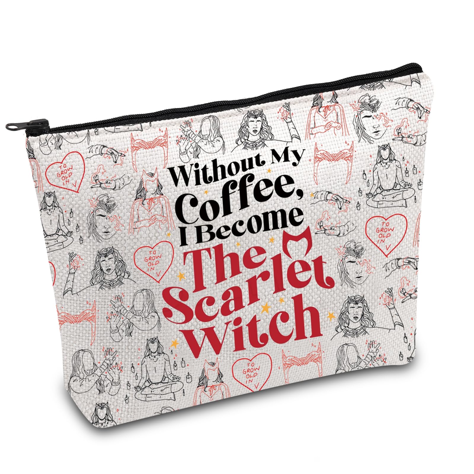 Scarlet Witch Merch Scarlet Witch Inspired Makeup Bag Women Superhero Gift Wanda Witch Mocie Merch Super Hero Couple Gift (S Witch UK)