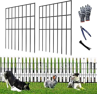 25pcs Garden Fence Animal Barrier 27ft(L) X 17in(H) No Dig Barrier Fencing Dog Rabbits Blocker 9 Vertical Metal Wire Rustproof Border Decorative Fences for Outdoor, Yard, Patio