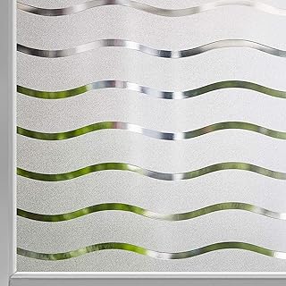 LEMON CLOUD Window Film for Privacy and Light Protection，Non Adhesive Removable Glass Covering Opaque Window Sticker Self Static Cling Vinyl Glass Film for Home Office (17.5 x 78.7 Inch,Wavy)