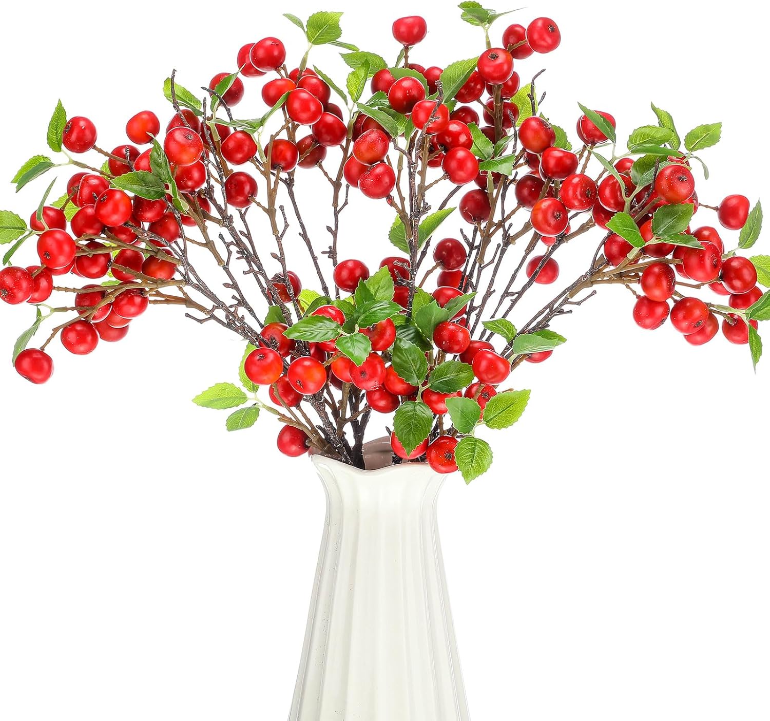 Suncalla 12 Pcs Artificial Fake Apple Branches 21.65 Inches Realistic Faux Berry Stems Fall Decorations for Home Fake Fruit Plant for Vase Filler Centerpieces Harvest Decorations (Red)