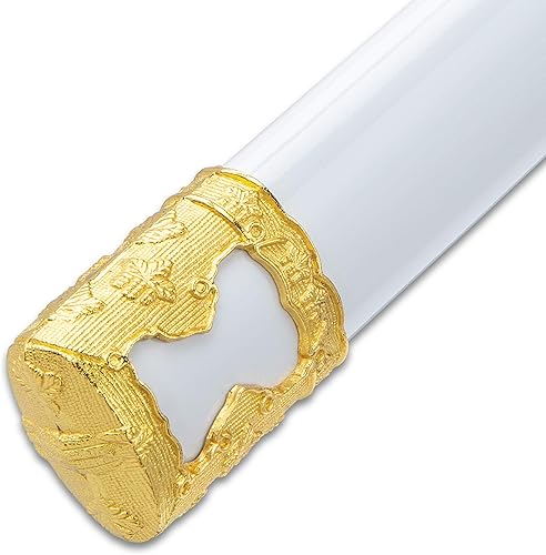 Miniatura 5 de Katana de loto blanco con vaina de madera brillante, hoja de acero de alto carbono, mango de madera, envoltura de cables, accesorios de aleación de