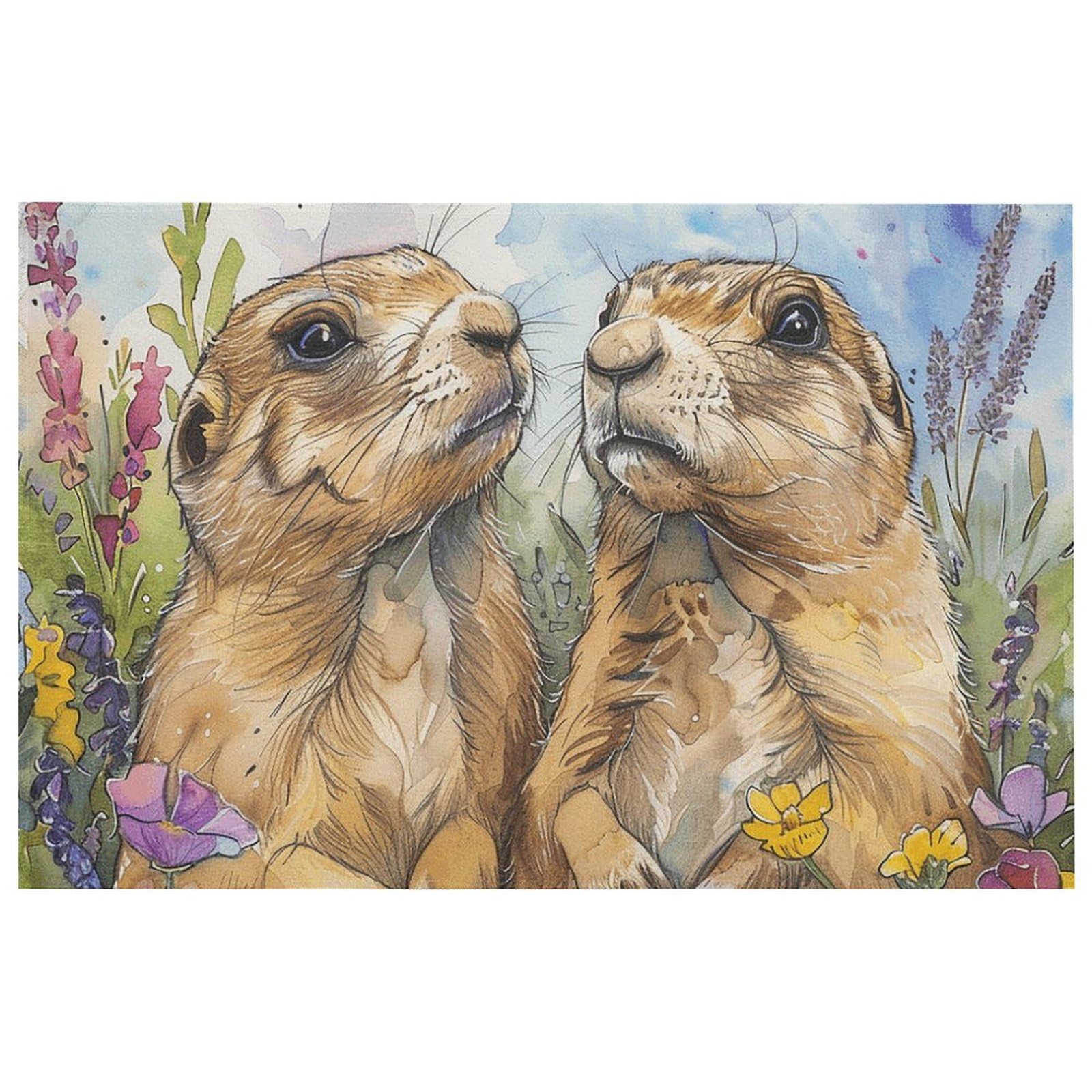 FZMVSLH Bathroom Rugs Two Prairie Dogs Bath Mat for Bathroom Non Slip Shower Mat Soft Absorbent Floor Mat for Living Room Bedroom Kitchen Sink Toilet