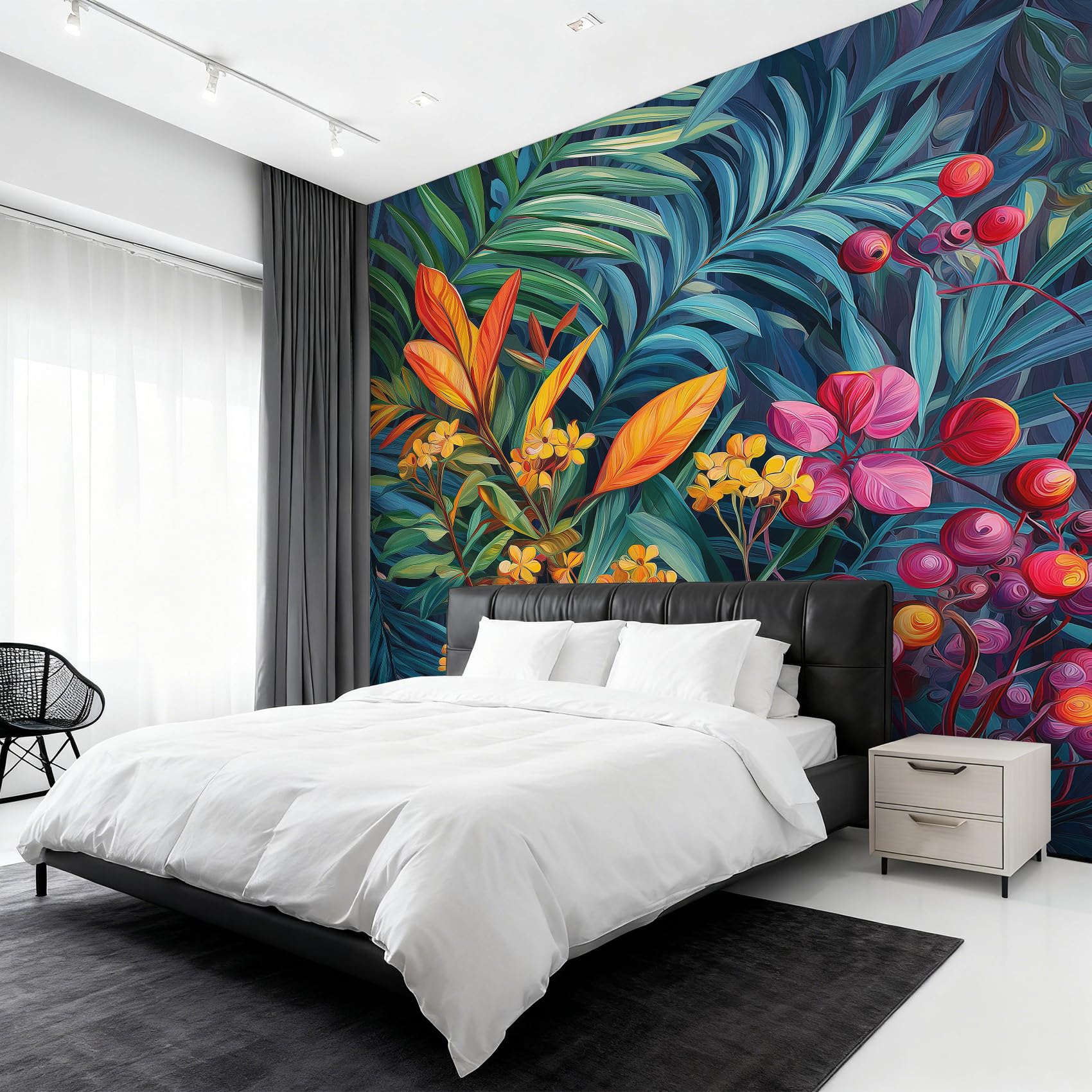 Papier peint fleur plante forêt tropicale pour créer un salon exotique
