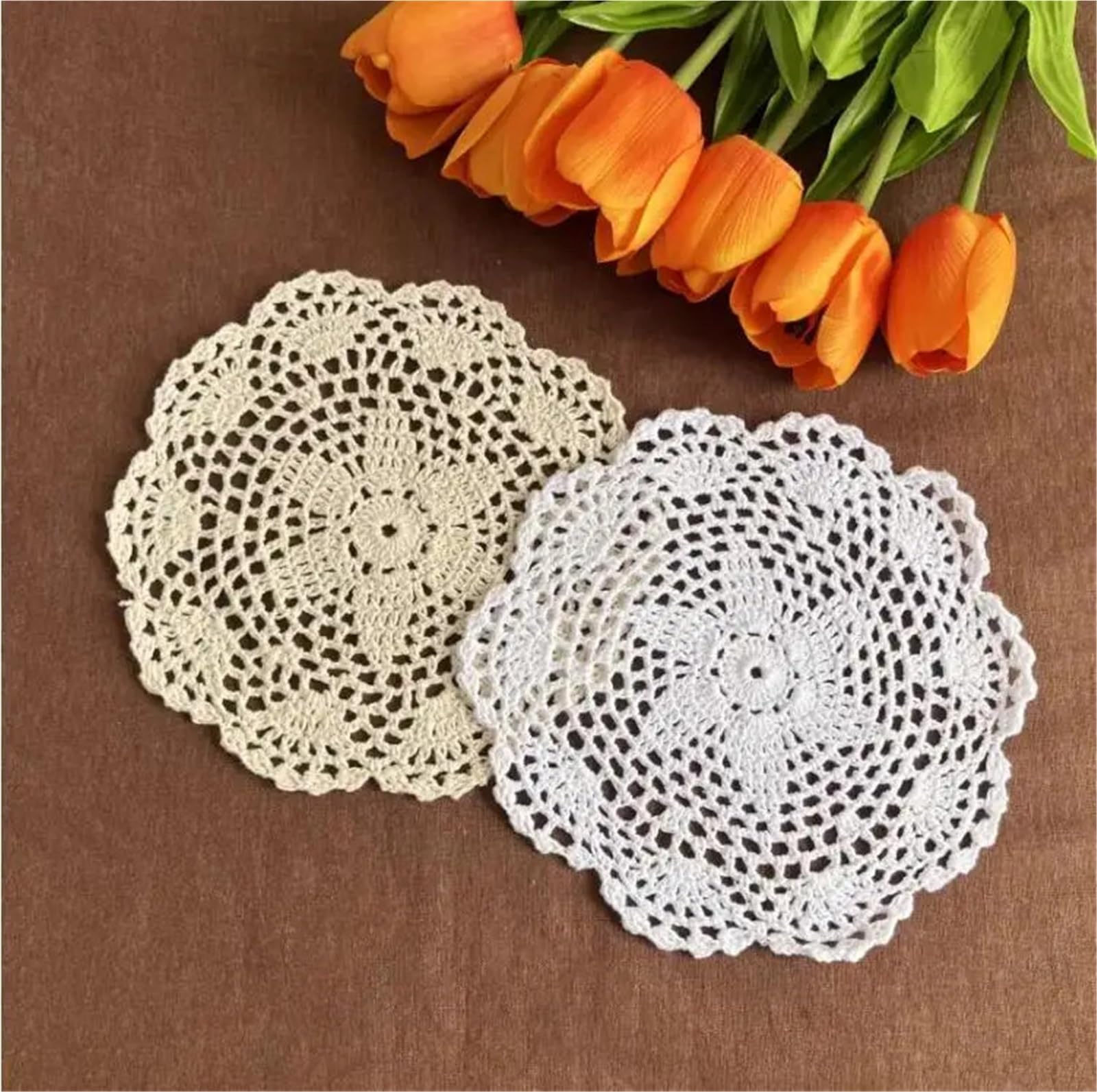 18 Unids/Lote Posavasos Redondos De Ganchillo 8 Pulgadas para Café, Té