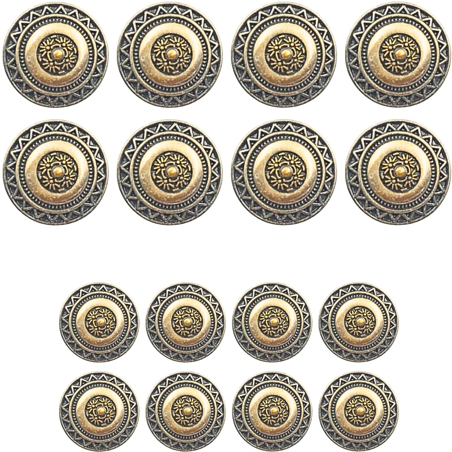 ani accessories Ani Accessories® Antique Design Shank Button for Coat | Blazer | Suit | Sherwani and Indian Dresses | Sports Coat | 8 Big and 8 Small (Pack of 16)-picture-42