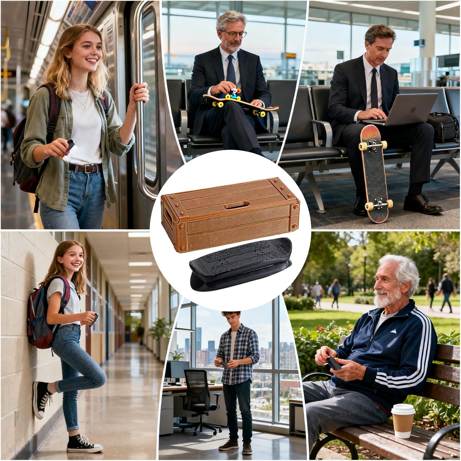 Magnetic Mini Fingerboard, 8 x 3.6 cm 3D Print Magnetic Mini Fingerboard, Finger Board Stress Relief with Storage Box, Magnetic Skateboard Fidget, Magnetic Mini Fingerboard for Family