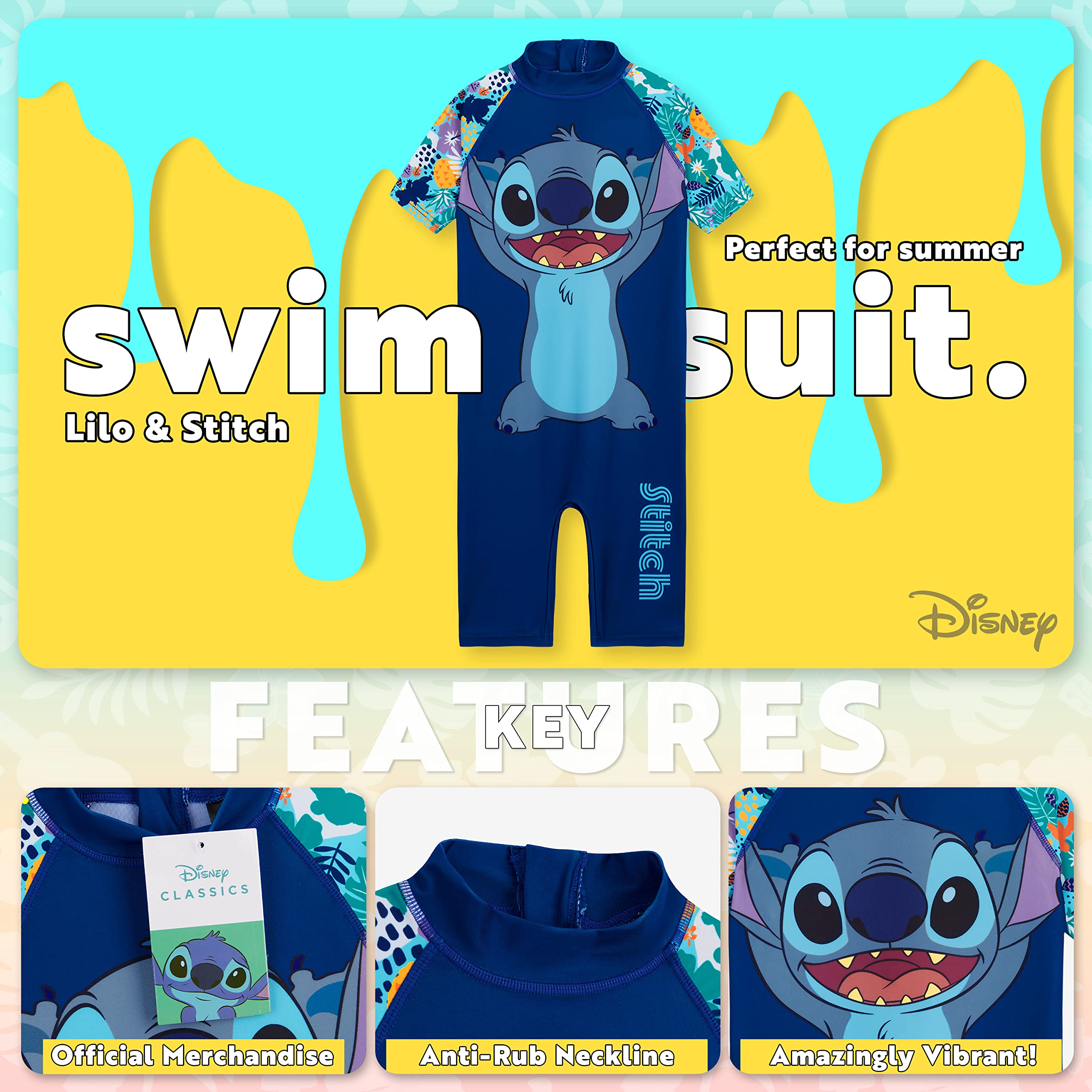 Disney Maillot de Bain Fille, 1 Pièce Combinaison Natation Maillot de Bain