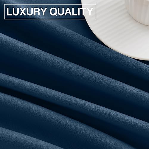 Miniatura 8 de StangH Cortinas de terciopelo azul marino de 84 pulgadas Decoración de lujo, cortinas opacas con aislamiento térmico para puerta corrediza con