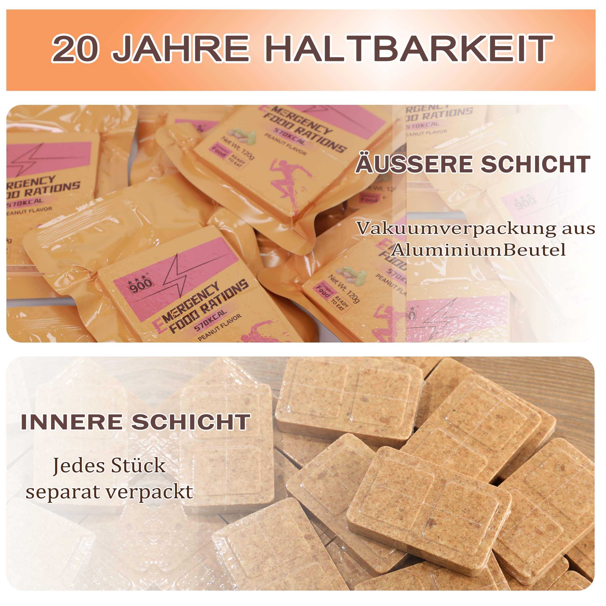 Notfall-Nahrungsmittelversorgung – Erdnuss-Hardtack, Mre Meals Military 2025, Notfall-Mahlzeiten, Survival-Riegel, Camping, Wandern, Überlebensnahrung, kalorienreiche Riegel, 12 Stück, lange