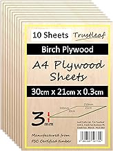 3mm Birch Plywood A4-300x210x 3mm - (Pack of 10) Laserable Low Fume E1 Glue Ply