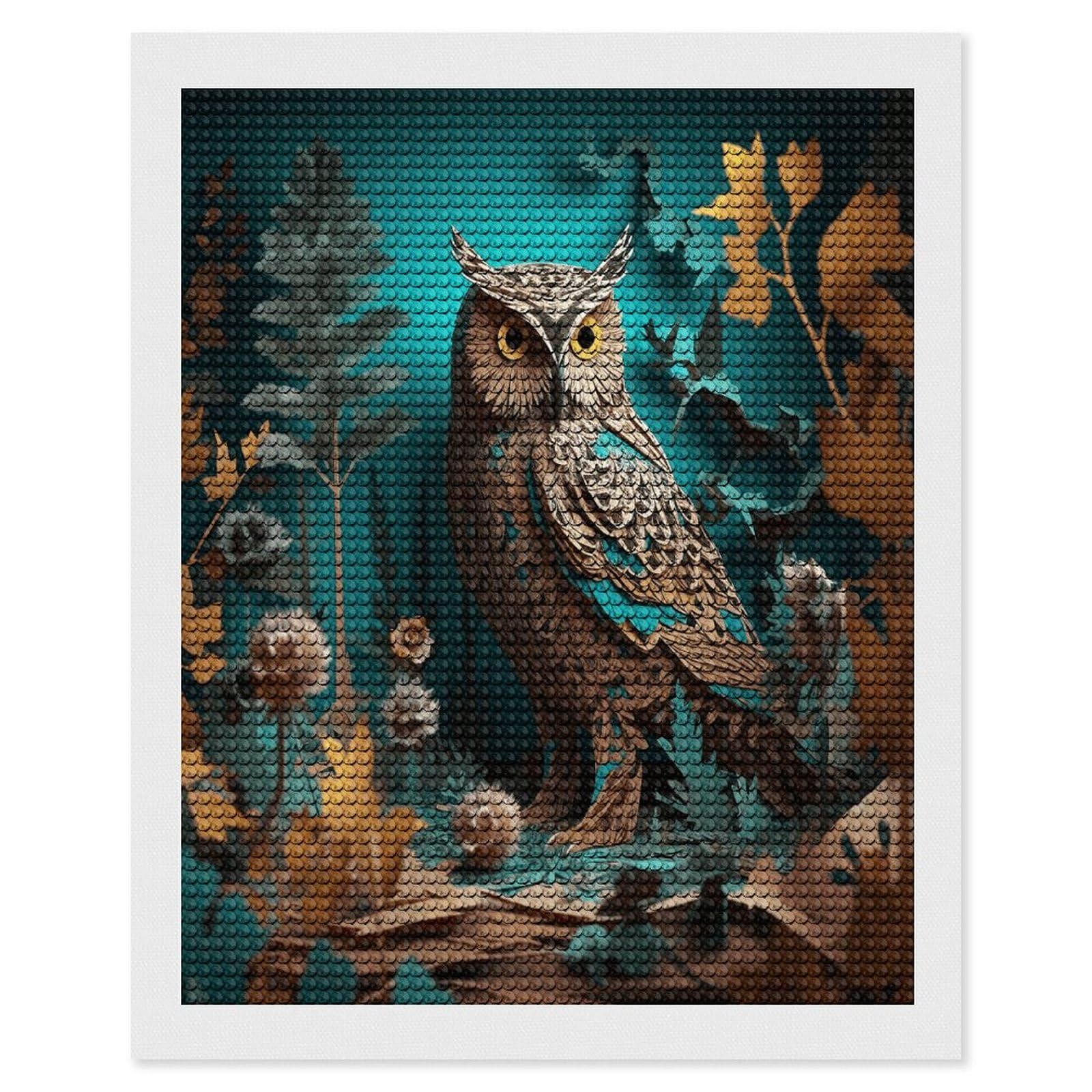 VstaDank Owl Diamond Painting Kits Exquisite DIY Full Round Drill Diamond Dots Painting for Adults Beginner Diamond Photo Paint with Diamond Picture Art Wall Decor 16"x20"