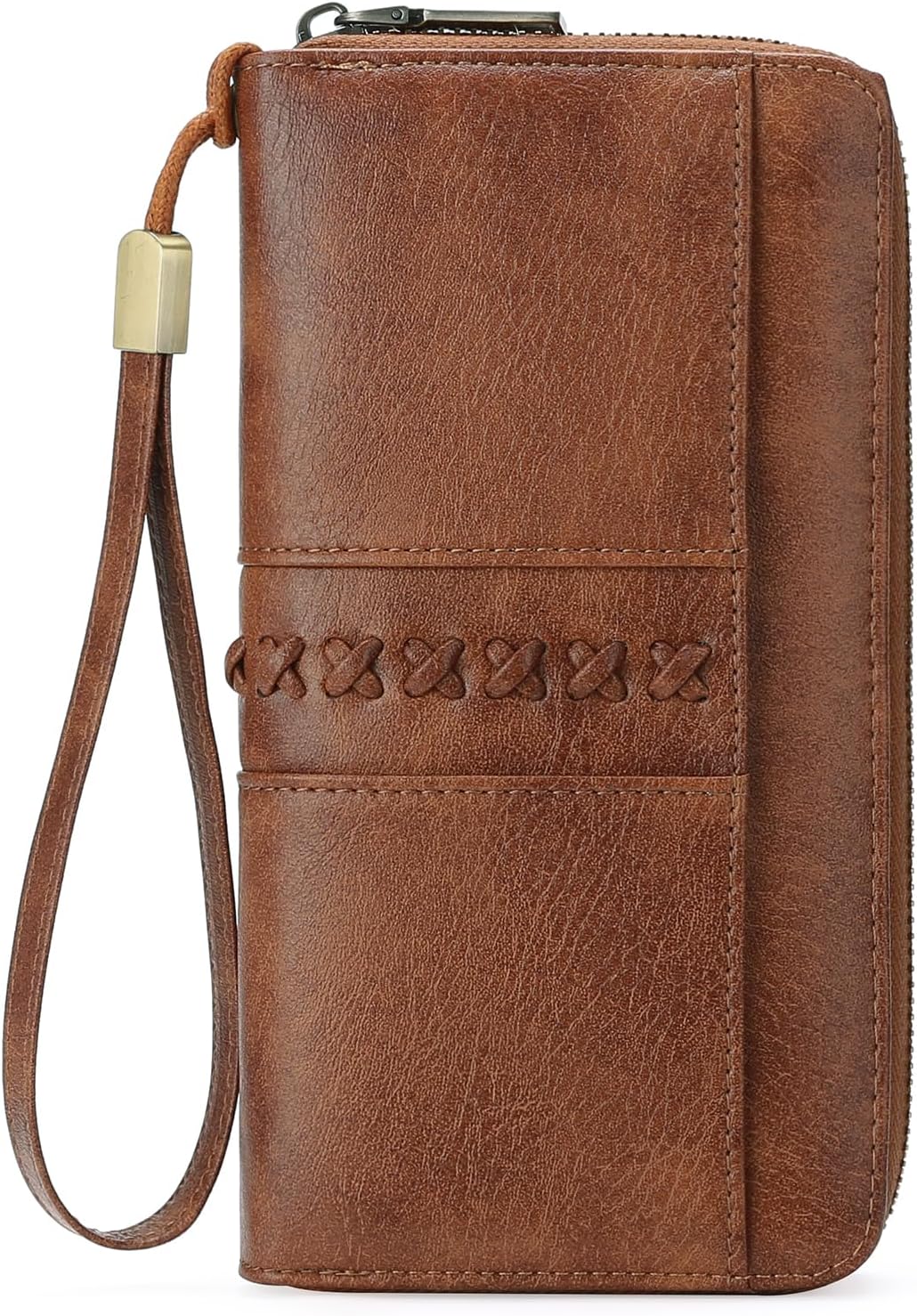 GOIACII Wallet for Women Ladies Wristlet Long Purse Zip Around Clutch RFID Blocking Vegan Leather