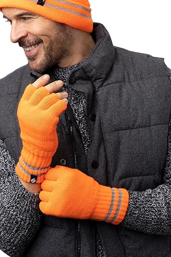 Miniatura 3 de Heat Holders Guantes de trabajo sin dedos para hombre, con aislamiento y acanalados, guantes de trabajo de invierno