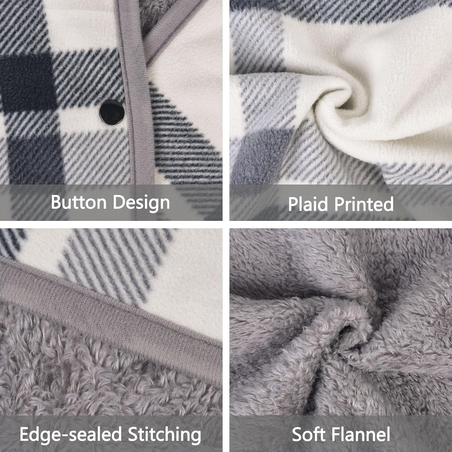 forestfish Wearable Blanket Poncho With Pockets And Buttons, Flannel Shawl Wrap Blanket For Women Soft And Warm - Image 4