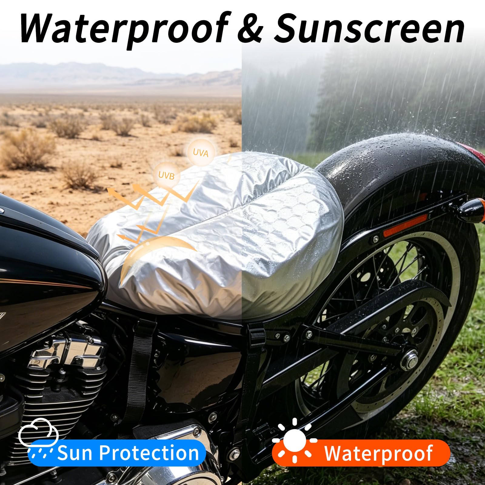 Motorrad Gel Sitzkissen Universal 3D Wabenstruktur Gelkissen Motorrad Struktur Mit Sonnenschirm Abdeckung Atmungsaktive Stoßdämpfung Sitzpolster für Wasserdicht & Sonnenschutzmittel