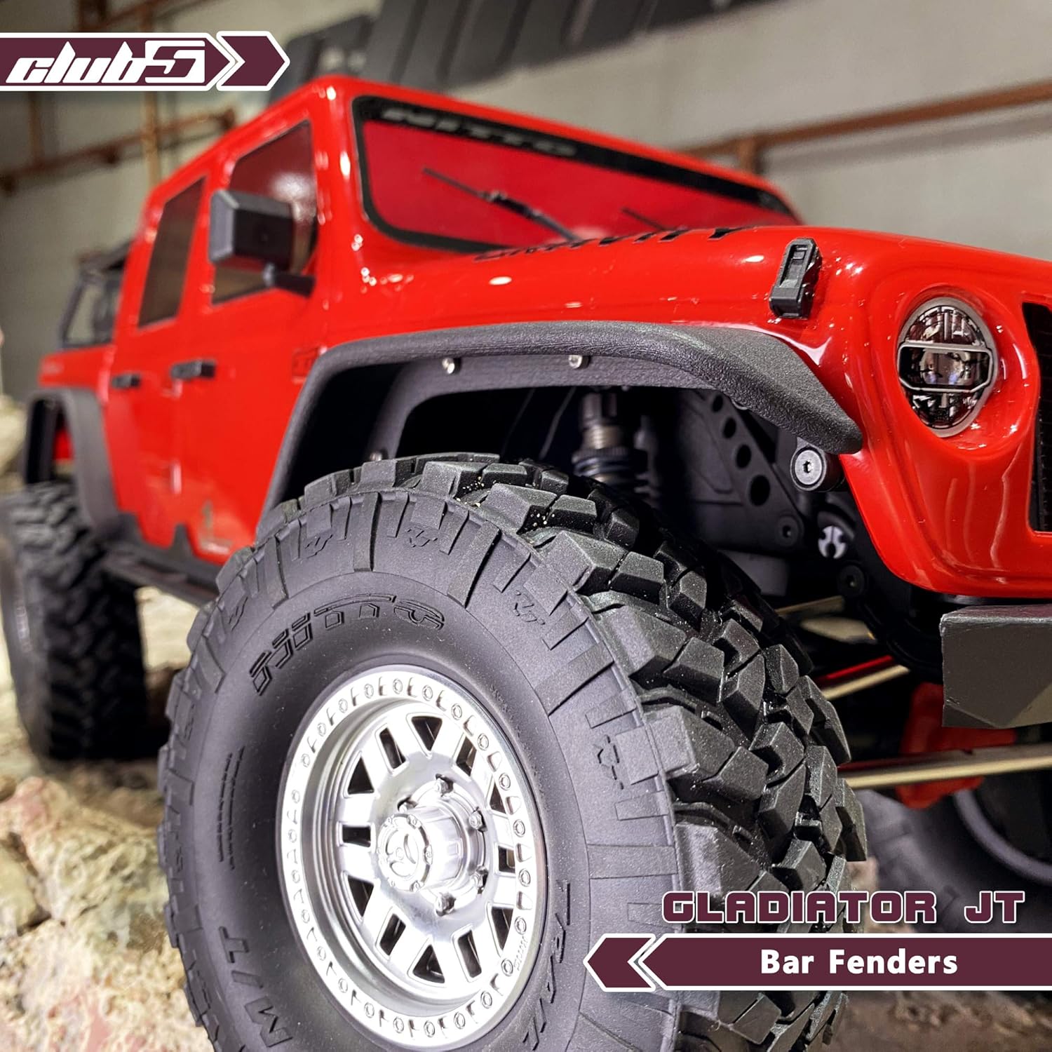 Club 5 Bar Fender for SCX10 III Jeep JT Gladiator (3D PA12 Black Nylon)