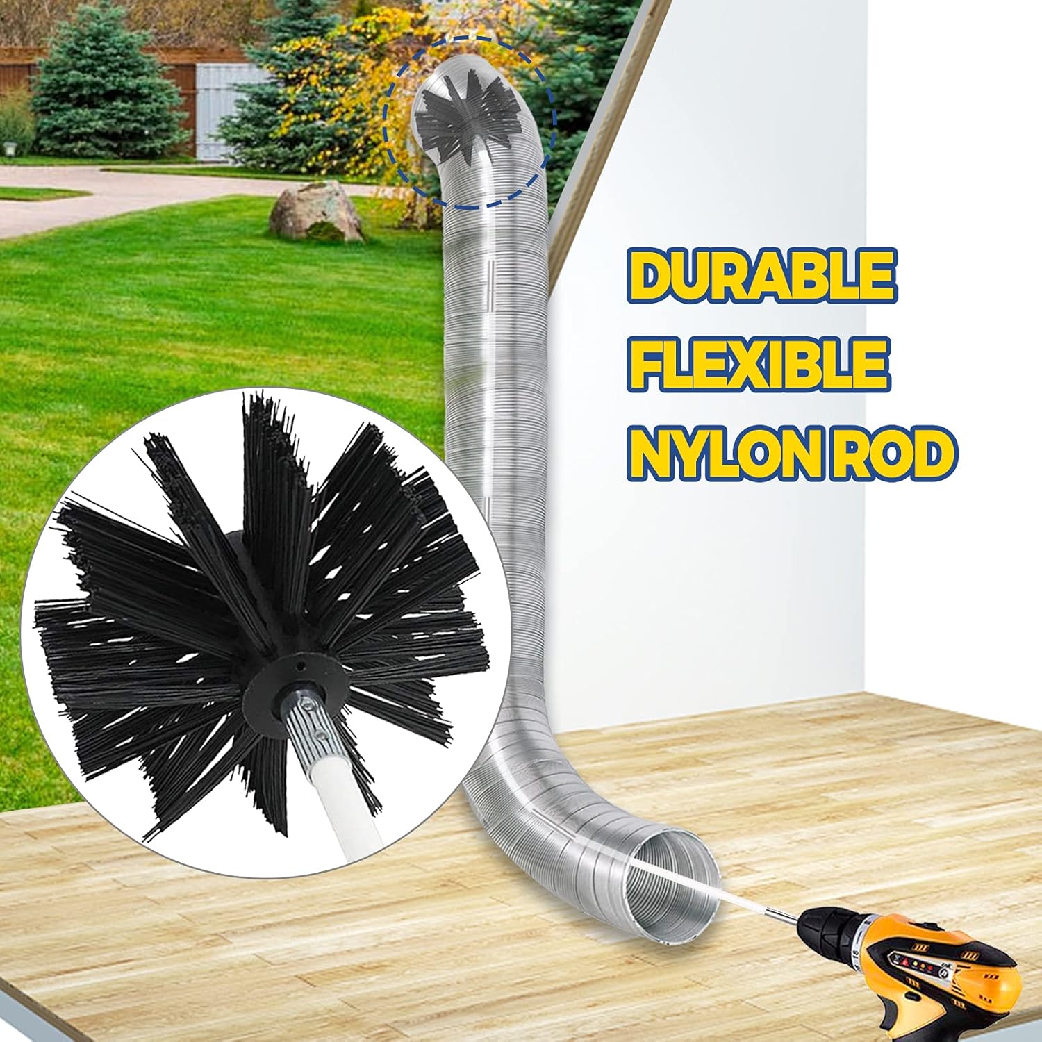 Holikme Dryer Vent Cleaner Kit, Dryer Lint Vacuum Attachment & 15 Feet Dryer Vent Cleaning Brush, Lint Remover, Grey : Everything Else