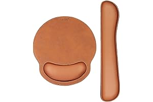 Leather Round Mouse Pad Wrist Support & Gaming Keyboard Pad Set