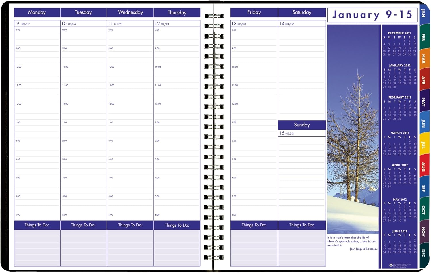 Earthscapes Weekly-Monthly Appointment Book, Hourly Appointments, January-December, 2013, 8-1/2" x 11", Black