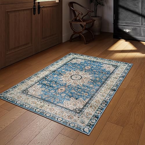 Miniatura 337 de Lahome Tapete tribal bohemio, pequeño, suave, antideslizante, lavable, de pelo corto, para piso en puerta, interior, entrada, baño, silla, Verde