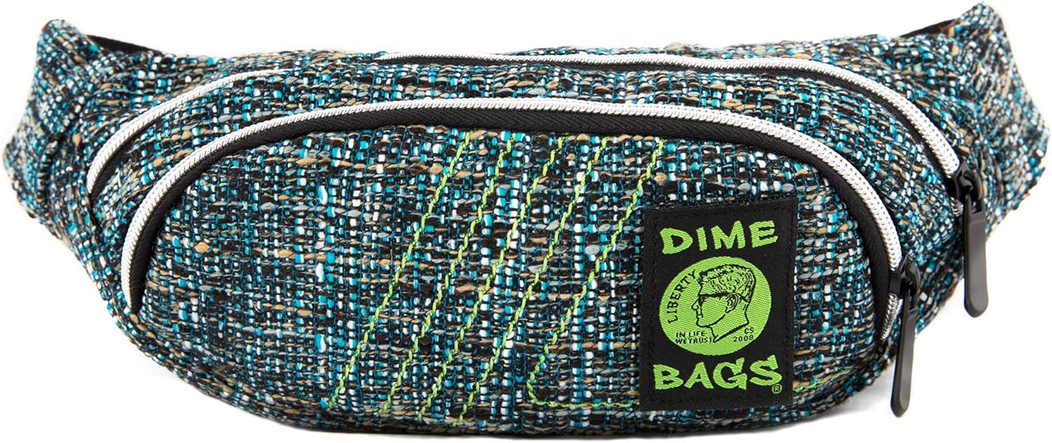 Dime Bags Classic Fanny Pack, Hempster Waist Bag with 7 Compartments for Storage, Travel Pouch with Adjustable Strap, Heavy-Duty Zippers & Hidden Pocket (Black)