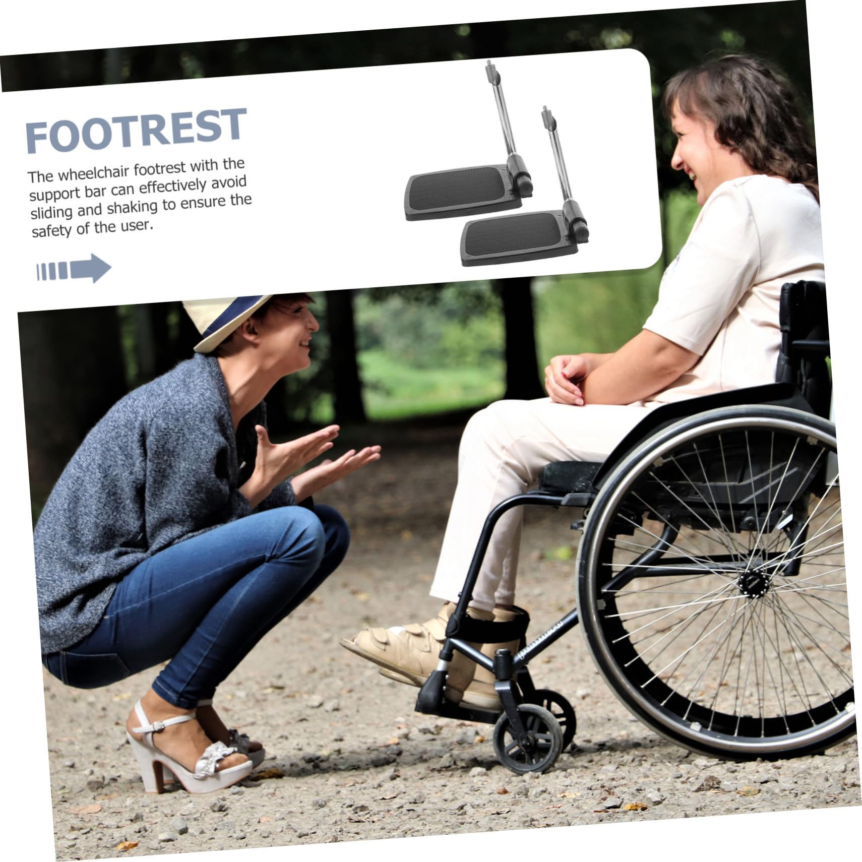 Reposapiés para Silla de Ruedas con Poste, 1 Par, Negro | Plástico, Adaptación y Protección Antideslizante, Repuesto para Movilidad Diaria, Edades Color Aleatorio