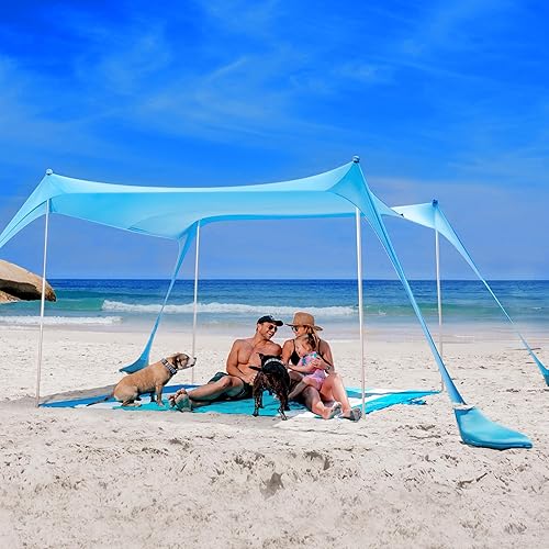 Miniatura 2 de SUN NINJA Beach Tent Sun Shelter UPF50+ - Easy Pop Up Beach Canopy - Outdoor Shade for Camping Trips, Fishing, Backyard Fun Picnics - Sand Shovel,