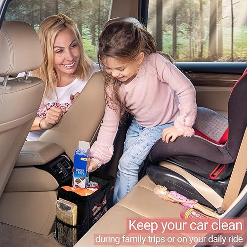 Miniatura 5 de Creathing Car Trash Can Foldable, Waterproof Organizer Bag or Garbage Can for Console/Seat (Medium, Black), 2 Gallons Negro