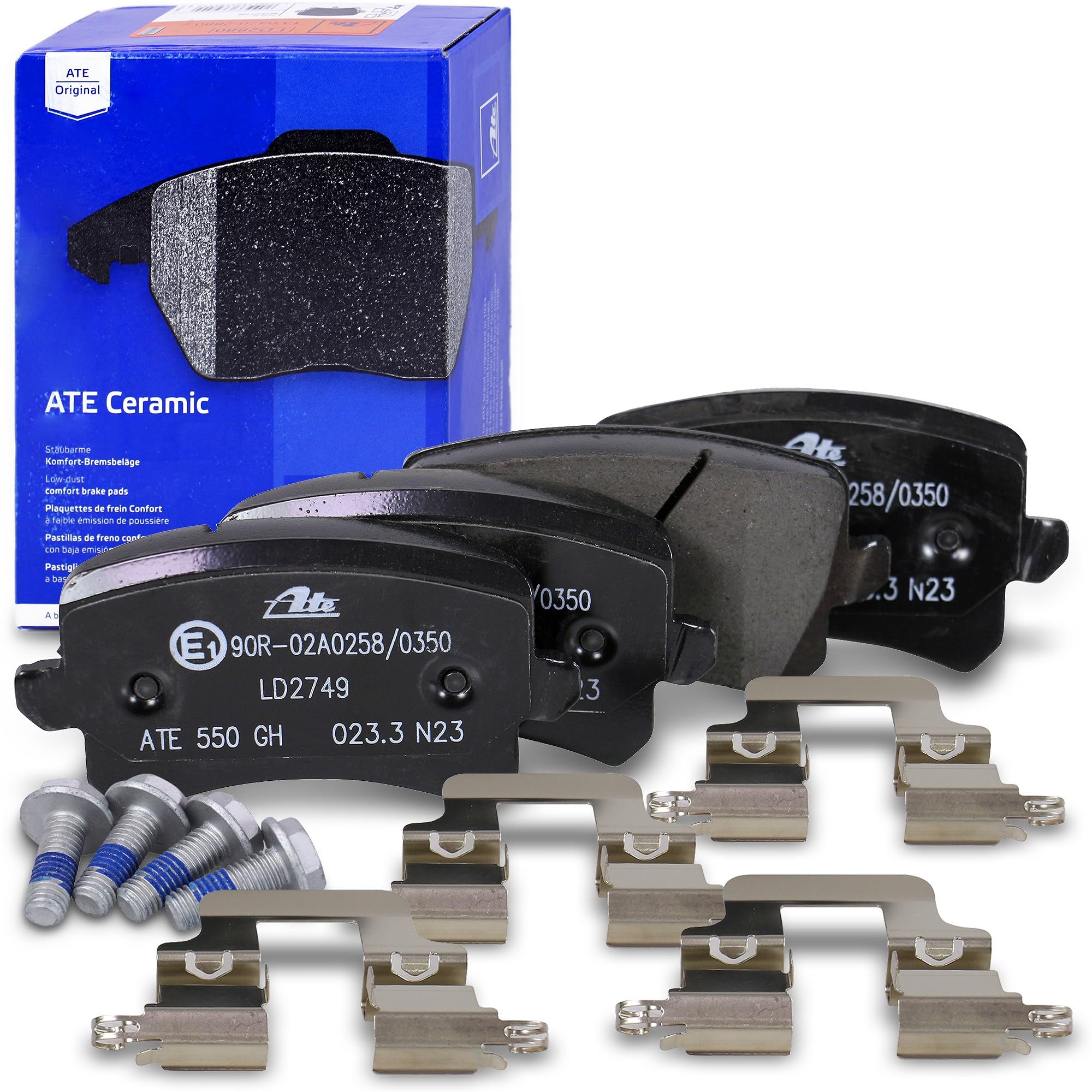 ATE Bremsenset Hinterachse inkl. Bremsscheiben hinten Ø 282 mm voll und Ceramic Bremsbeläge hinten Kompatibel mit AUDI Q3 (8UB, 8UG), SEAT ALHAMBRA, VW CC B7, PASSAT B7 + B8, SHARAN, TIGUAN