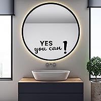 Vista 4 de Calcomanía de espejo "Yes You Can Sign with Exclamation Mark - Yes You Can Words of Inspiration Decor - Diferentes fuentes Yes You Can Sign