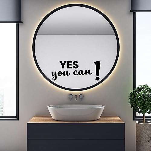 Miniatura 4 de Calcomanía de espejo "Yes You Can Sign with Exclamation Mark - Yes You Can Words of Inspiration Decor - Diferentes fuentes Yes You Can Sign"