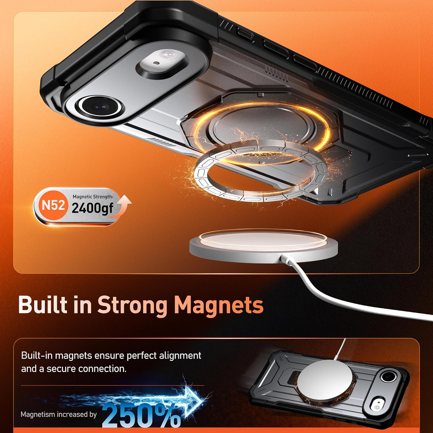 Poetic Spartan Case with Ring Stand for iPhone Air, [Camera Control Button][Magsafe Compatible], Full Body Rugged Shockproof Protective Cover Case, Metallic Gun Metal