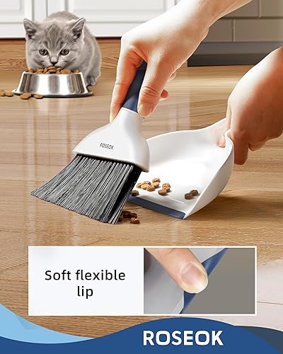 Miniatura 3 de Juego de mini escoba y recogedor para limpieza, recogedor de escritorio compacto con cepillo para encimera de cocina, oficina, automóvil, azul