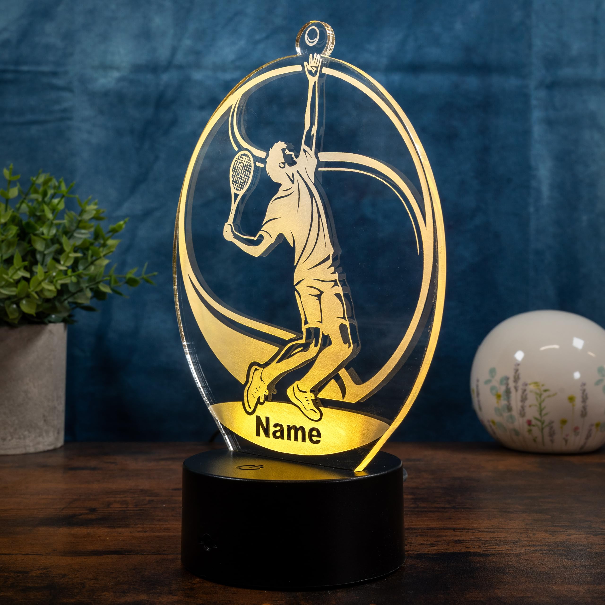 Personalisierte Tennis Lampe – Tennis Spieler Geschenk mit Name, LED Nachtlicht Tennis, Sport Geschenk Tennisspieler, Kinder & Erwachsene Deko Licht